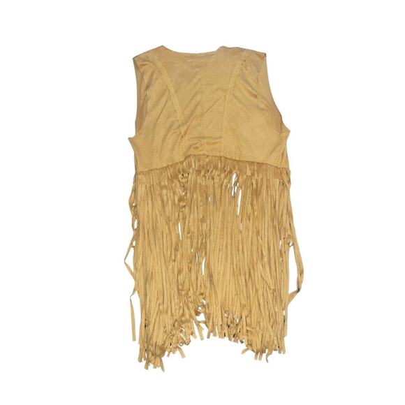 Roma Concept Hippie Tassel Open Vest Large Stagecoach Boho Coachella Faux Suede - Picture 2 of 4